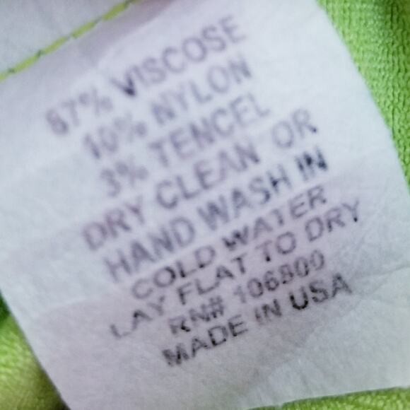 BOHO CHIC Charteuse Button-Back 3/4 Sleeve Shirt Made in USA - Size S - Picture 7 of 7